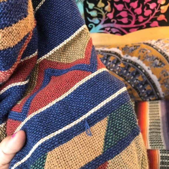 VINTAGE Maxi Aztec Blanket Sweater Coat - Picture 10 of 12
